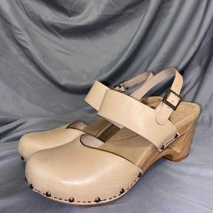 Dansko Nude Strap Platform Clogs